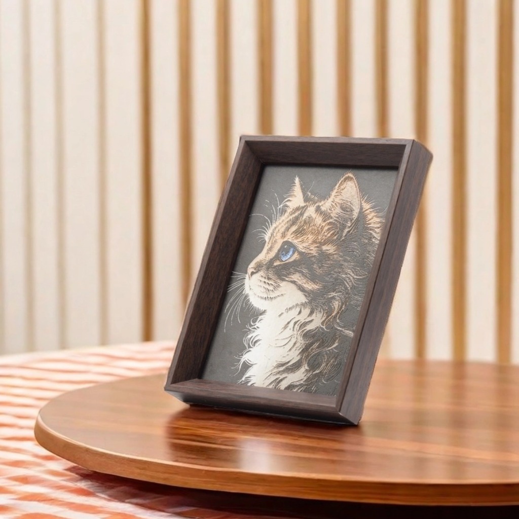 Black glaze silver portrait